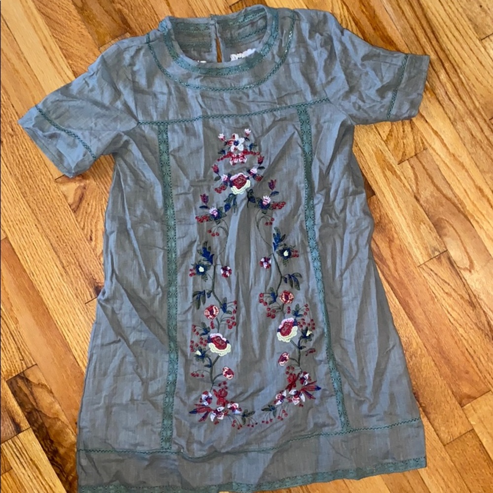 Olive green embroidered dress size sm/medium